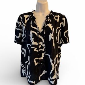 NINE WEST BLOUSE BLACK AND CREAM EUC